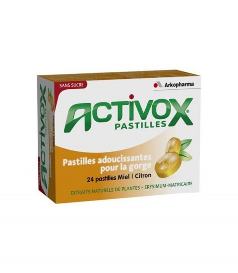 ARKOPHARMA Activox Adoucit La Gorge Miel, Citron 24 pastilles